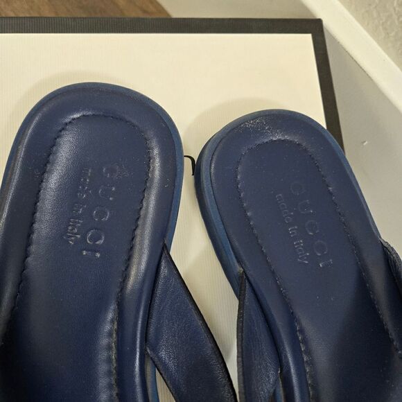 Gucci GG Monogram Leather Sandals /Flip Flops/ Slides shoes size 12 - Picture 5 of 8